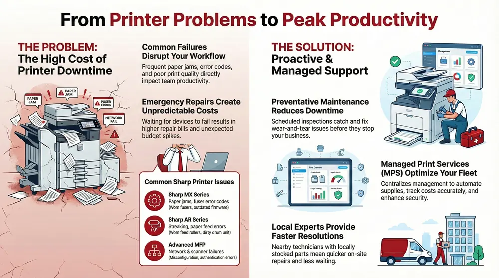 Infographic about Sharp Printer Repair & Maintenance in Doral